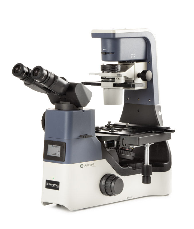 Microscopio Invertido Binocular Ergo Achios-X Modelo AI.4058-PLPHi Euromex cabezal basculante de 5-35° y oculares WF10x/22 mm. Objetivos Plan PLi 4x y Plan PLPHi 10x/20x/S40x con contraste de fase
