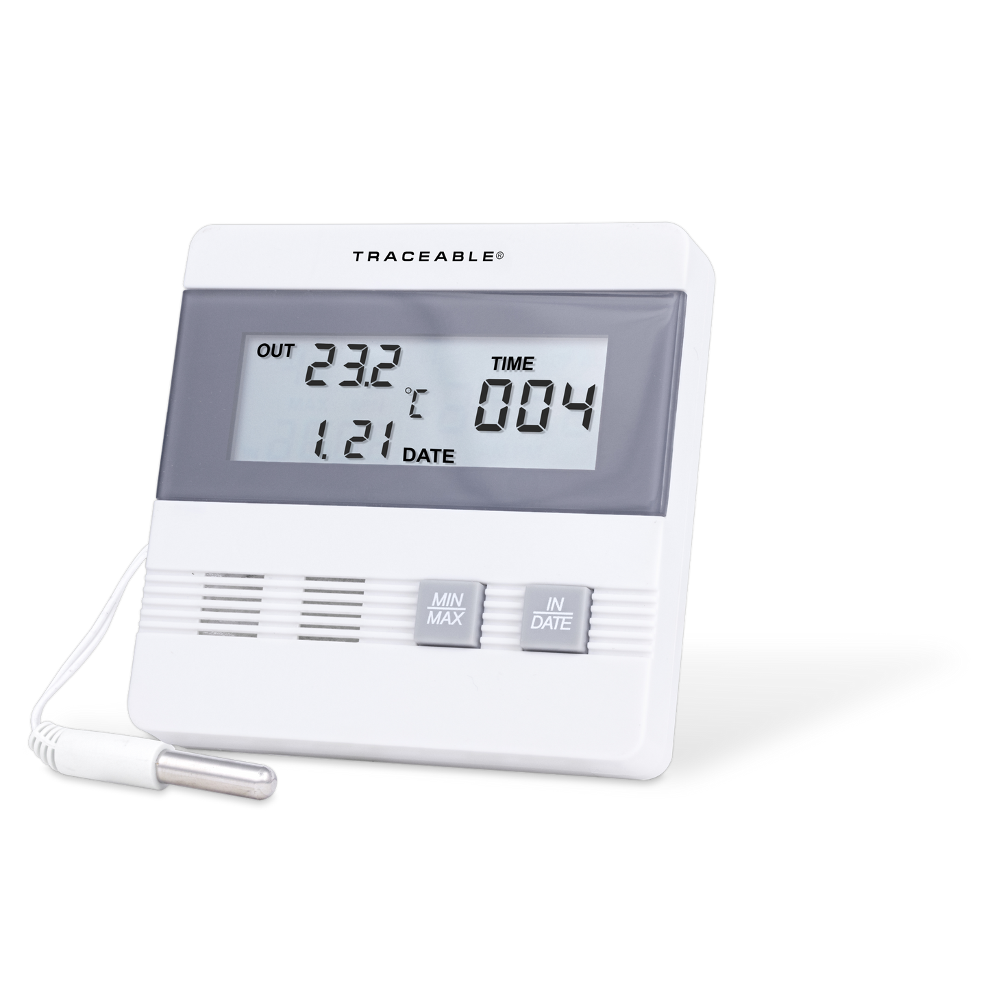 Termómetro Digital con Reloj y Fecha con Sonda de -40 a 80 °C Traceable Control Company 4105
