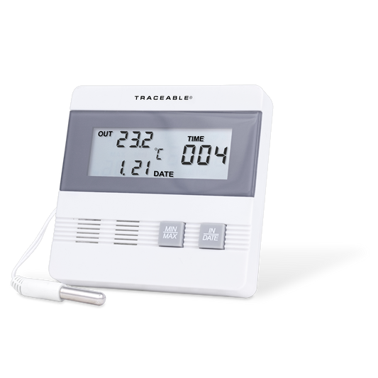 Termómetro Digital con Reloj y Fecha con Sonda de -40 a 80 °C Traceable Control Company 4105
