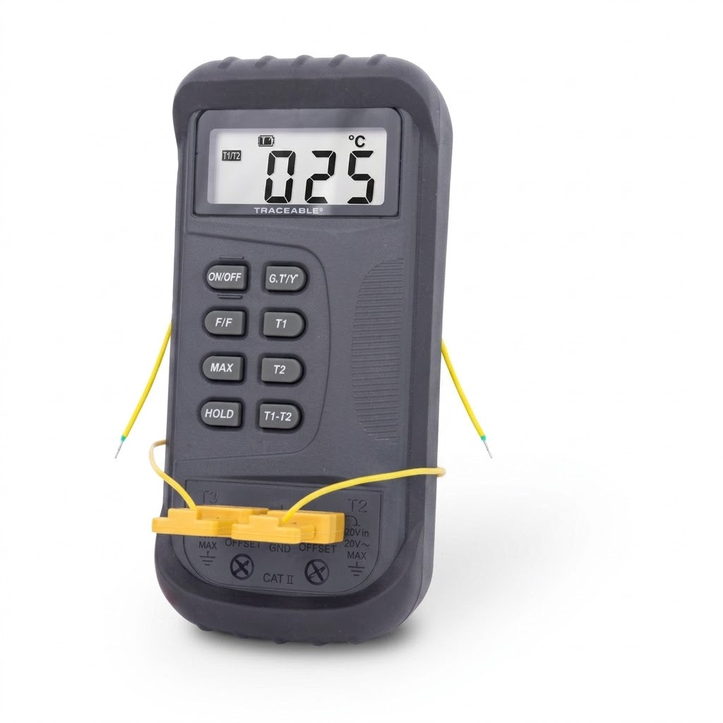 Termómetro Digital 2 Canales con 2 Sondas K -40-250ºC Traceable Control Company 4135
