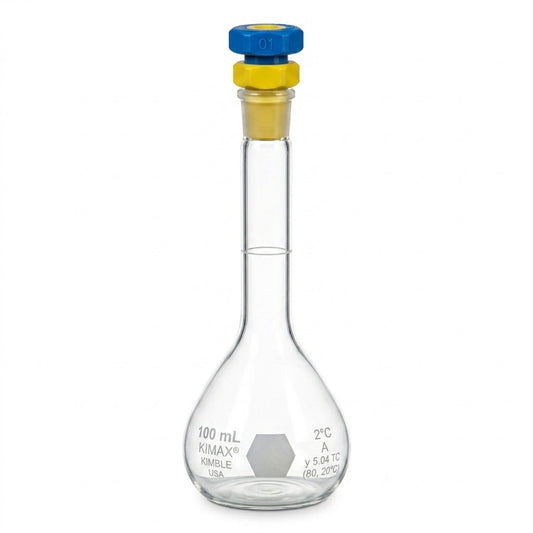 Matraz Volumétrico de Vidrio de 500 mL Clase A con Tapón de Polietileno Kimax 28014P-500